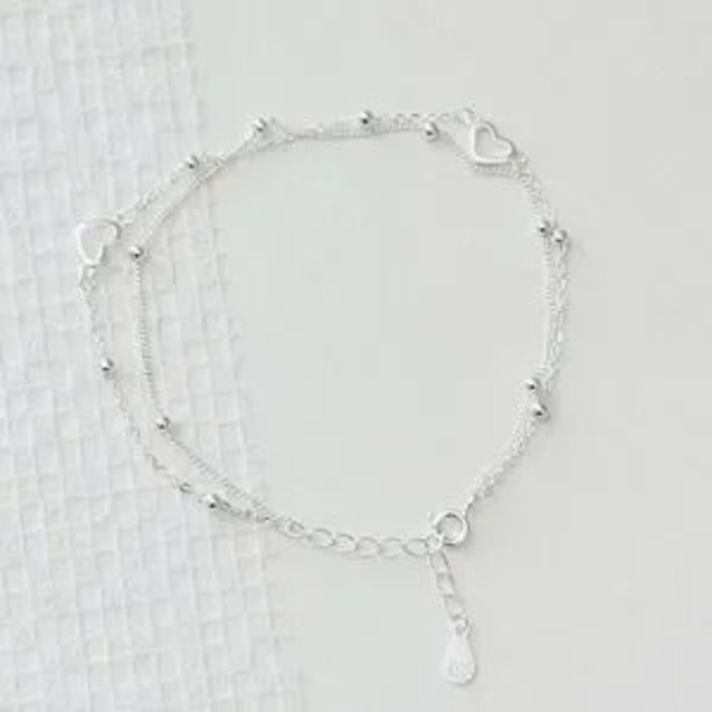Sterling Silver Heart Bracelet, Cute Dainty Gift Bracelet